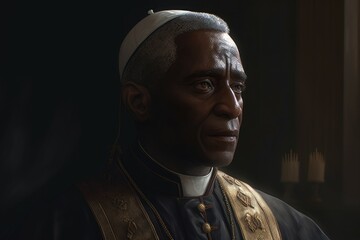 Black pope vatican portrait. Generate AI - obrazy, fototapety, plakaty
