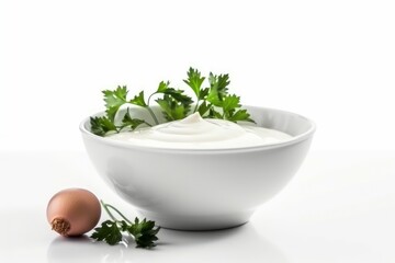 Bowl mayonnaise parsley cream. Generate Ai