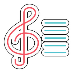 Sticker TREBLE CLEF design vector icon design vector line icon svg