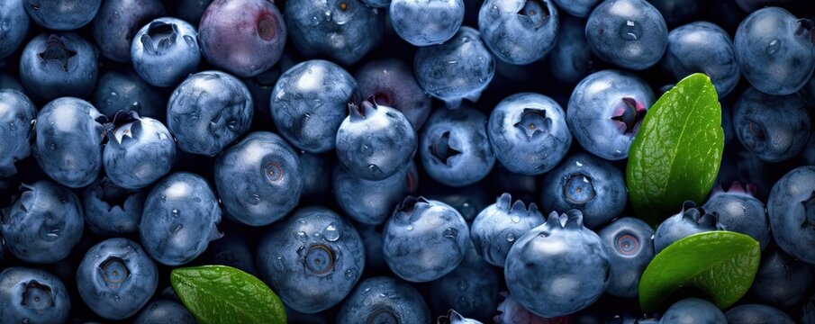 Fresh Blueberries on Background. Close-Up of Healthy and Organic Blueberry Fruit