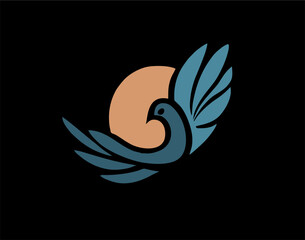 Bird logo design with feather shape, elegant bird icon
