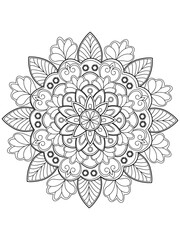 Vector simple mandala with abstract elements, isolated on white background. Oriental ethnic ornament. Design element.