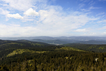 Fototapeta na wymiar Mount Arber peak loop trail impression - View from the top of mount Arber in the bavarian forest