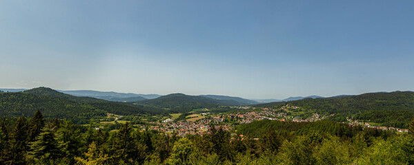 Fototapeta na wymiar View at Bodenmais from mount Silberberg in lower bavaria, germany
