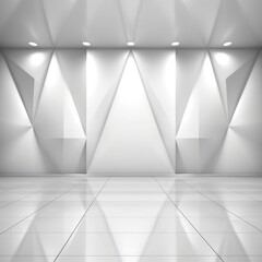Beautifully lit empty interior with textured white 3D wall. (Generative AI)