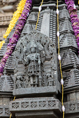 Sculptures created by Hosysala dynasty in 12 Century at Belur Temple in Karnataka India