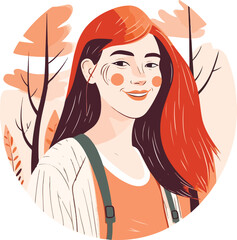 Vector portrait avatar of young pretty woman.