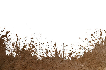 mud splash isolated transparency background.	