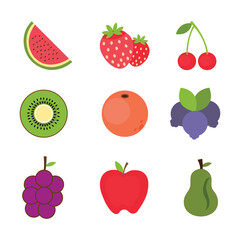 Healthy fruits vector art illustration.
