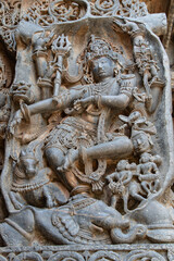 Obraz premium Sculptures created by Hoysala dynasty in 12 Century at Halebidu in Karnataka India
