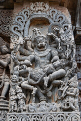 Fototapeta premium Sculptures created by Hoysala dynasty in 12 Century at Halebidu in Karnataka India