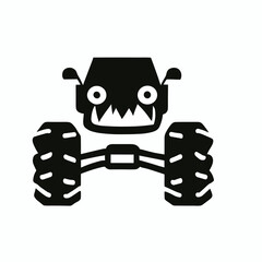 Black and white monster truck logo - flat vector art