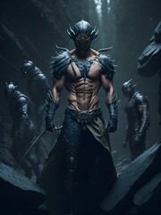 Naklejka premium AI Art Decor for Home Office and Gifting Wall Art Survival of the Fittest Art Print, Powerful