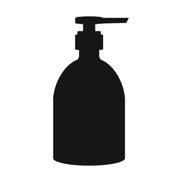 recommend clip art: Black silhouette of  lotion cosmetics bottle isolated on transparent background