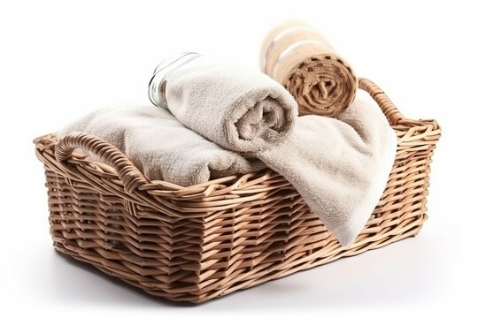 Twisted towels basket. Generate Ai