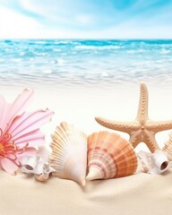 Create a summer themed banner or header with beach elements. (Generative AI)