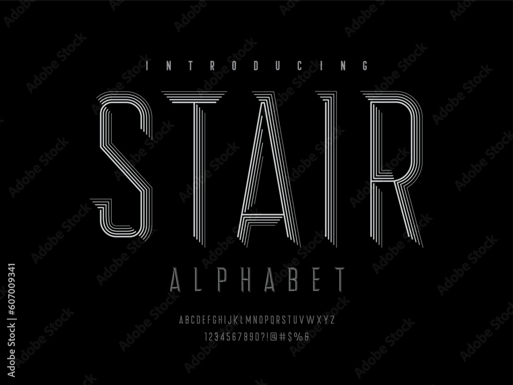 Poster chisel style alphabet design with uppercase, number and symbols