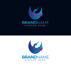 Abstract gradient bird logo template design vector illustration