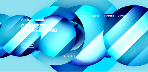 Circles with glossy surface and light and shadow effects abstract background. Template for covers, templates, flyers, placards, brochures, banners