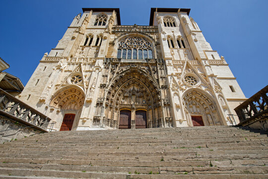 VIENNE, FRANCE, May 26, 2023 : Saint-Maurice Cathedral, a medieval Roman Catholic church dedicated to Saint Maurice was the episcopal see of the primate of the ancient Septem Provinciae