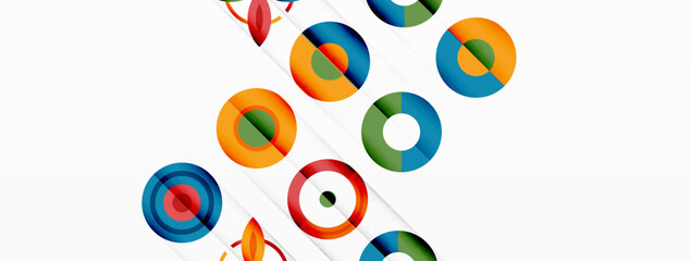 Colorful circles in a grid composition abstract background. Design for wallpaper, banner, background, landing page, wall art, invitation, prints, posters