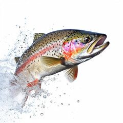 Fly Fishing Delight: Catching a Vibrant Rainbow Trout,generated by IA 