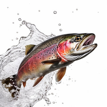 Splash of Colors: Rainbow Trout Showing its Vibrant Hues, generated by IA 