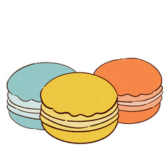 the colorful macaroon (the character with hand-free drawing)