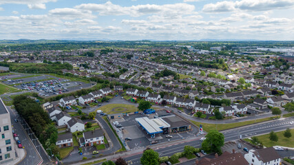 limerick city skyline Ireland. beautiful limerick urban cityscape over the river Shannon on a sunny day with blue skies.