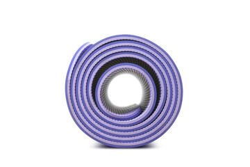 Rolled Yoga mat for fitness exercise isolated on a transparent background