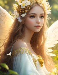 Realistic image of angel princess. Generated AI.