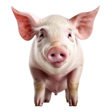 pig face shot isolated on transparent background cutout 