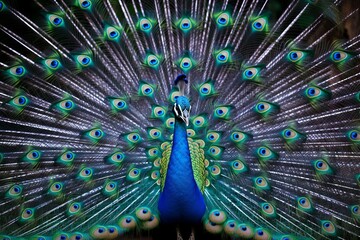 Fototapeta premium Enchanting Peacock with Beautiful Tail, Generative AI