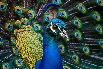 Fototapeta na wymiar Enchanting Peacock with Beautiful Tail, Generative AI
