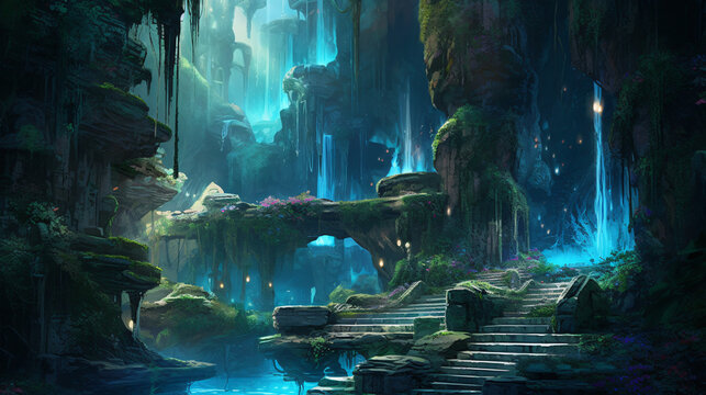 Underground lost city. Generative AI