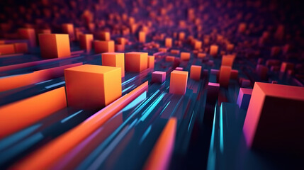 Obraz premium Modern digital abstract 3D background. Can be used in the description of network abilities, technological processes, digital storages, science, education, etc. Copy space. Based on Generative AI