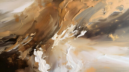  Background Abdtract. A gold brown painting with abstract brush strokes on it, in the style of light gold and white. Generative ai