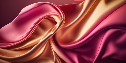 Fototapeta na wymiar Gold and Pink Gradient Silk Fabric, Generative AI