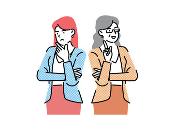 Business partner find idea. Confused business worker wonders and finds solution or solved problem cartoon vector illustration