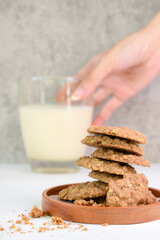 Cookies with Milk, Hand in Frame