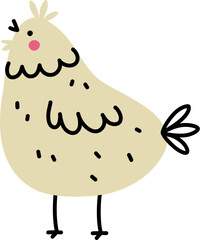 Cute hand drawn chicken. Simple vector illustration in doodle style.