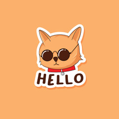 Colorful hand drawn cool cat stickers