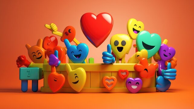 Likes and Reactions: An image depicting social media engagement, showcasing icons or symbols representing likes, reactions, thumbs-up, and hearts. Generative AI