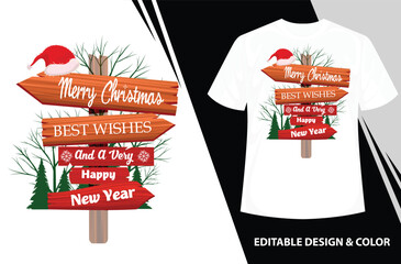 Vector of editable t-shirt template design with Merry Christmas text