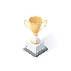 Generative AI Trophy, isolated illustration in flat style, icon for winning, success, championship, competition.
