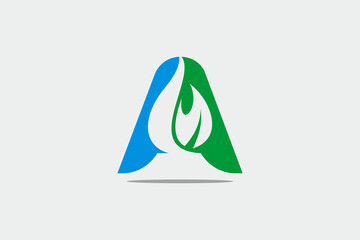 Letter A aqua water drop nature  logo design template element vector