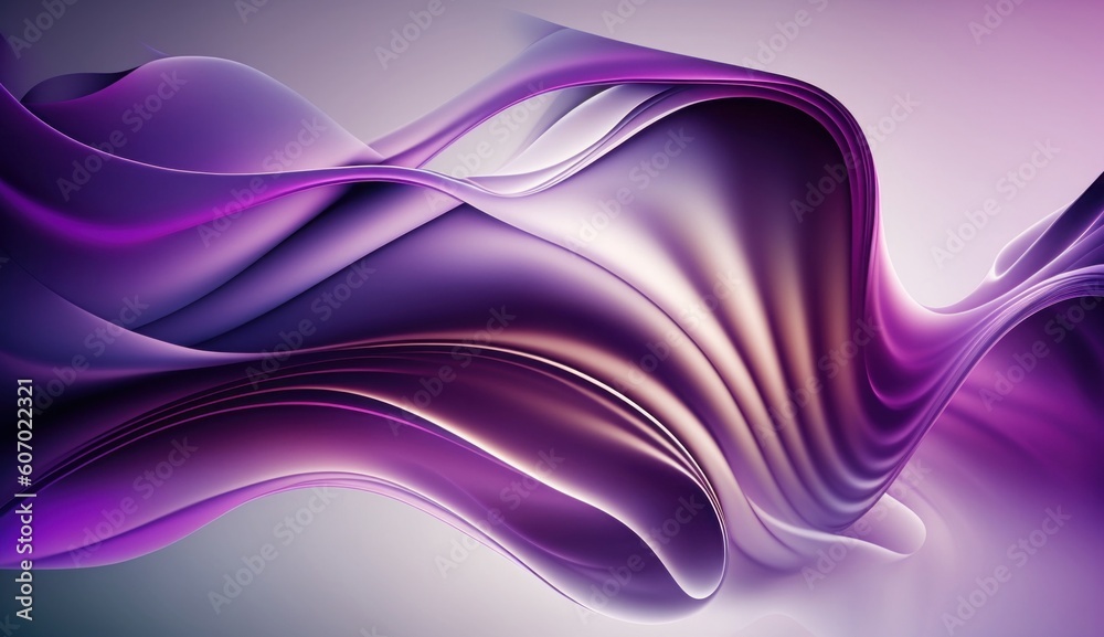 Wall mural purple silk waves background, generative ai