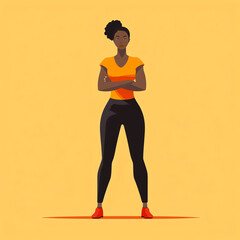 Fototapeta na wymiar Generative AI Black woman shrugging with a curious expression, doubt or question, vector illustration in flat style