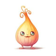 Generative AI Onion cute character, vector illustration for kids in cartoon style