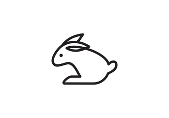 rabbit simple logo design, linear style concept symbol vector illustration.